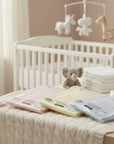Stork And Baby pastel long sleeve baby bodyvests for premature infants, soft cotton, pastel pink, yellow, and blue.