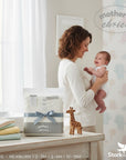 Stork And Baby Mother's Choice 3 pack sleeveless white baby bodysuits, soft cotton, perfect for warm weather.
