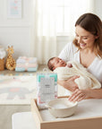 Stork And Baby Mothers Choice 6 pack washcloths in pink and rainbow colors, soft and absorbent for baby care.