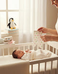 Stork And Baby white baby tights with pink and green polka dots, 0-6 months size