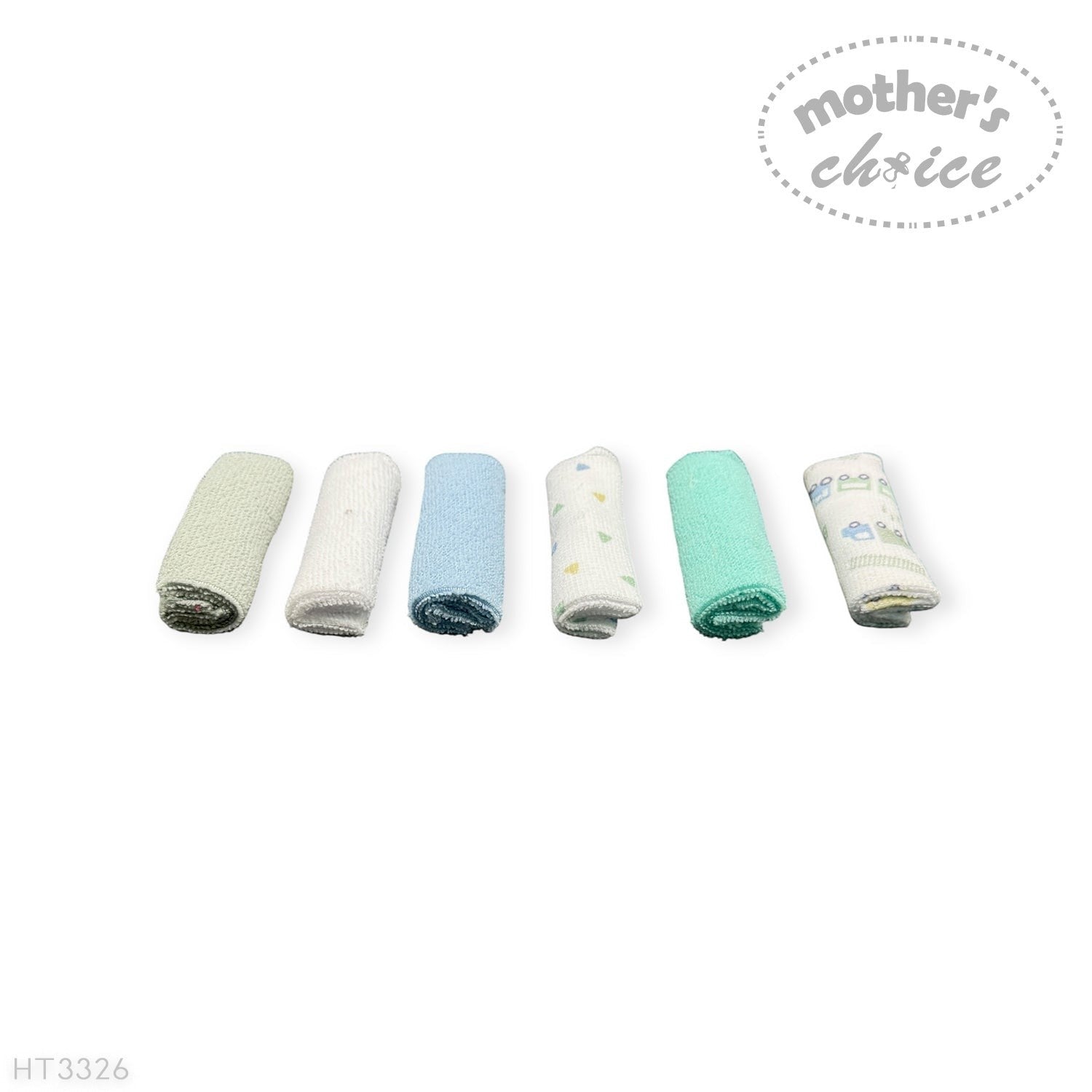 Mothers Choice  6 Pack Washcloth Set Blue Train
