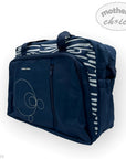 Navy blue bag with zebra pattern on a white background, featuring 'mother's choice' branding.