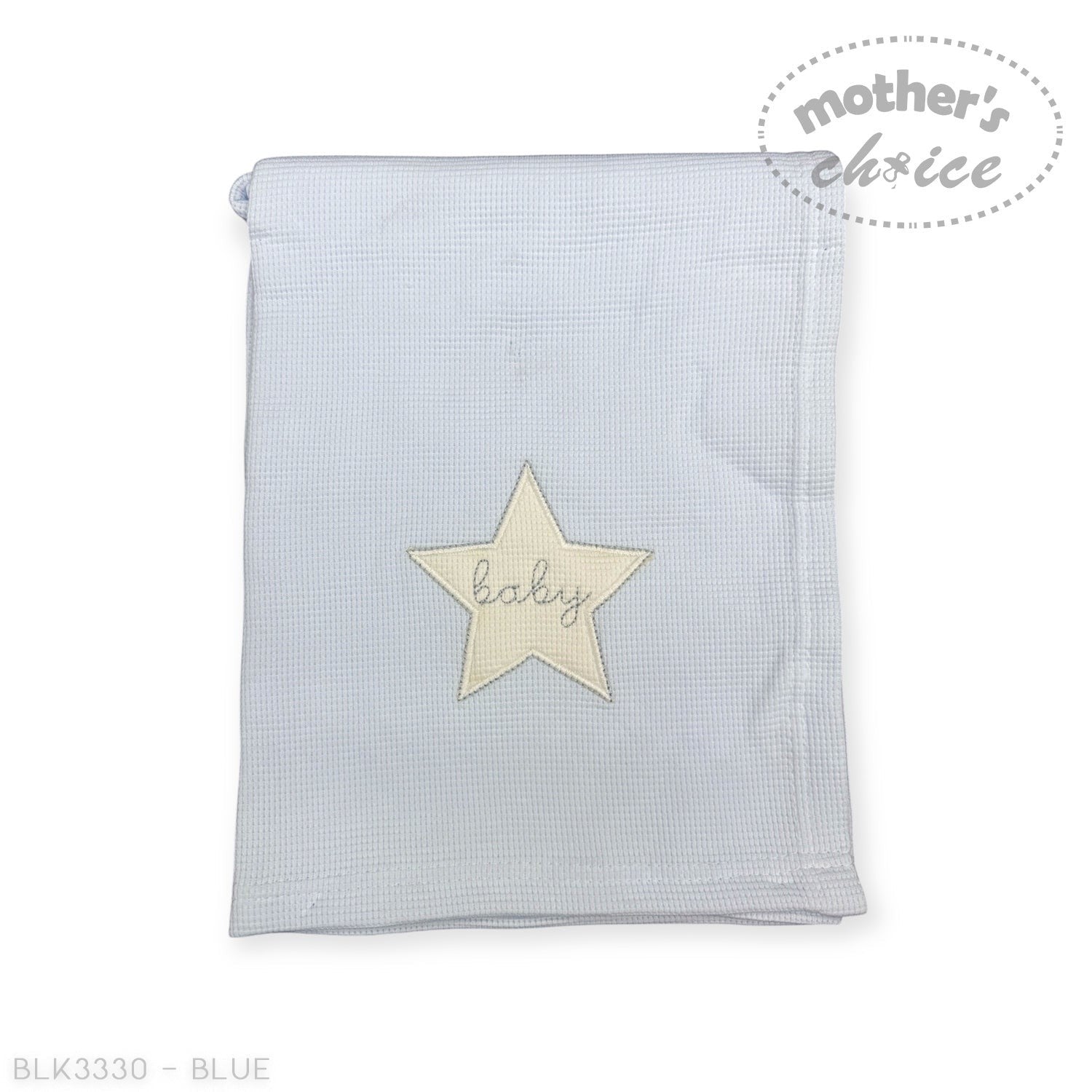 Mothers Choice  Cotton Waffle Blanket Blue Star Embroid