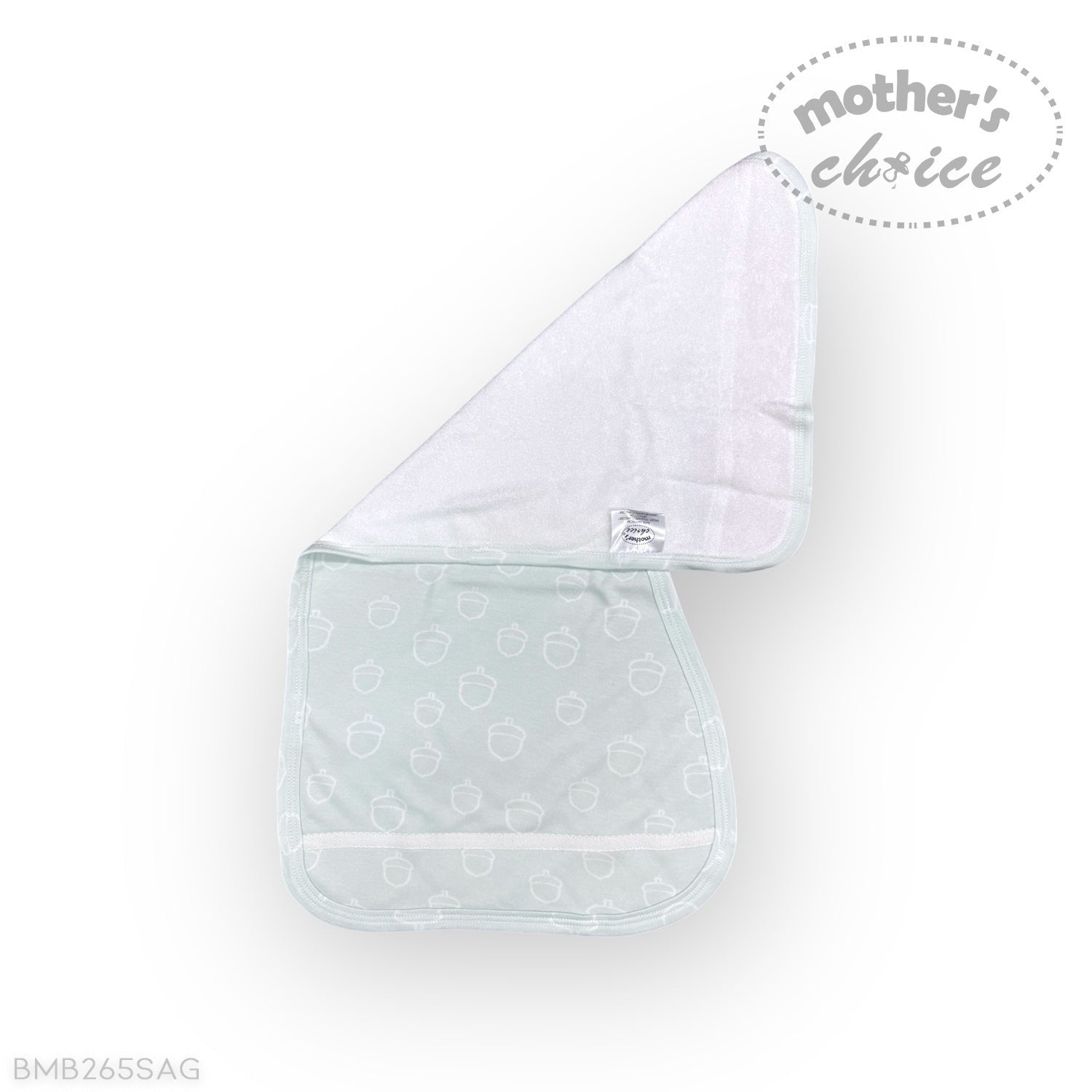 Baby swaddle with hood and patterned blanket, branded 'Mother's Choice', on a white background.