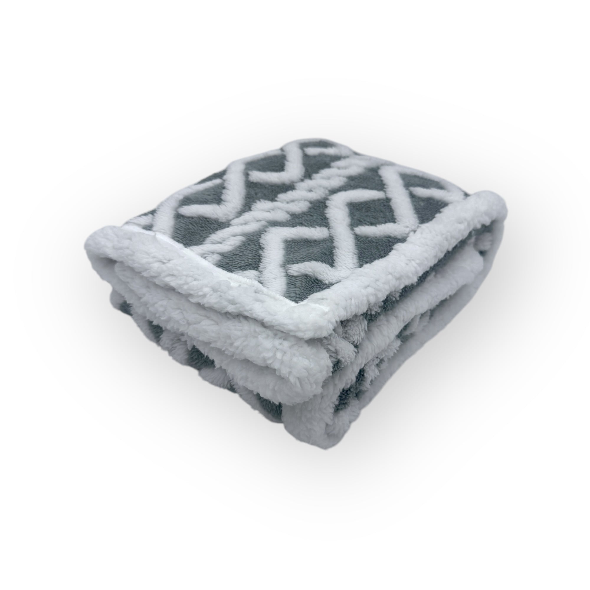 Mothers Choice  Sherpa Fleece Blanket Grey White Net Design