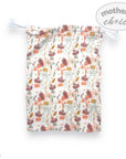 Floral patterned fabric on a white background with 'mother's choice' branding.