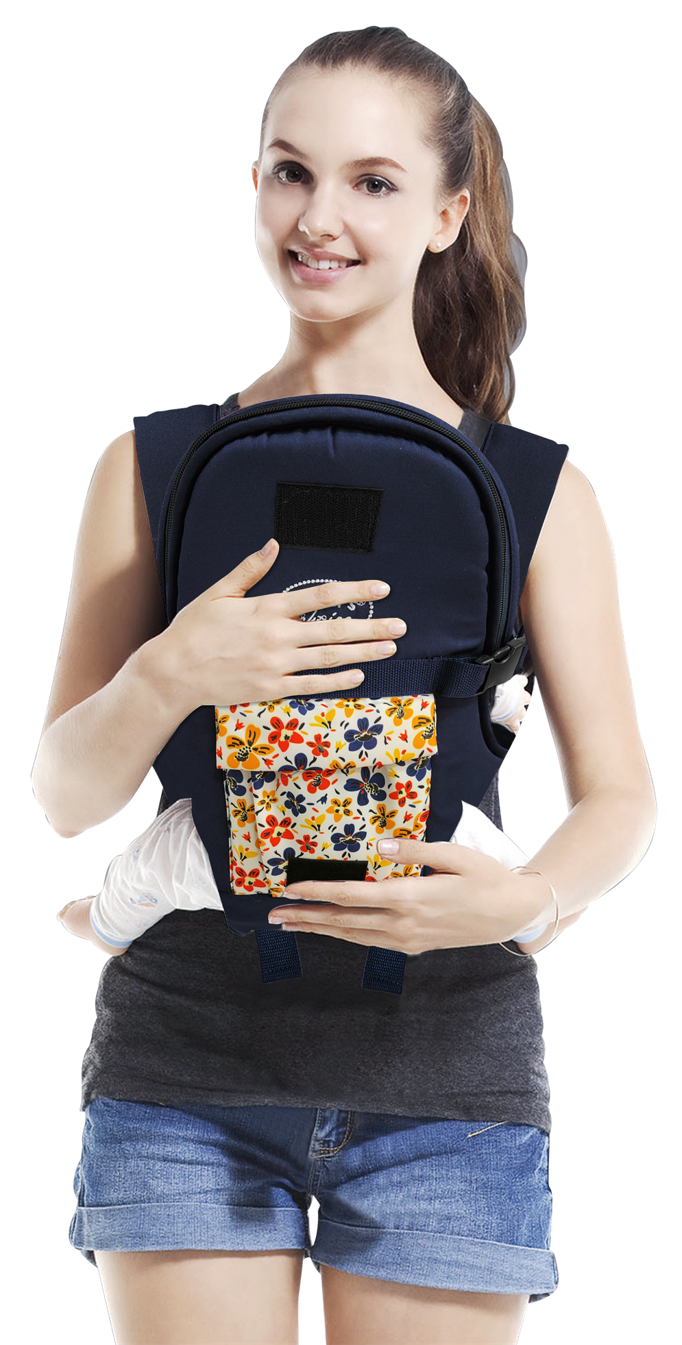Mothers Choice 3 Way Premium Baby Carrier Navy - Flowers