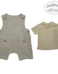 Mothers Choice Inf Boys 2Piece Natural Linnen Dungaree Set