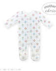 Baby onesie with floral pattern on a white background, featuring 'Mother's Choice' branding.