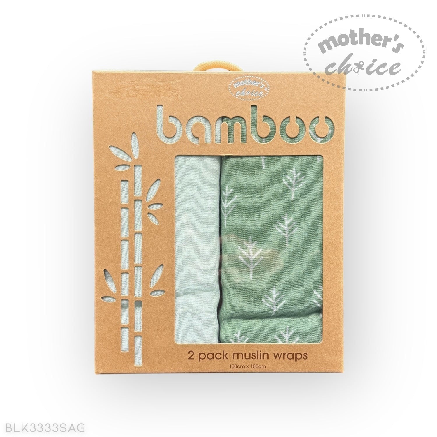 Pack of two bamboo muslin wraps in packaging with 'Mother's Choice' branding.