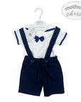 Mothers Choice Inf Boys 2 Piece Navy Sailor Dungaree  Set