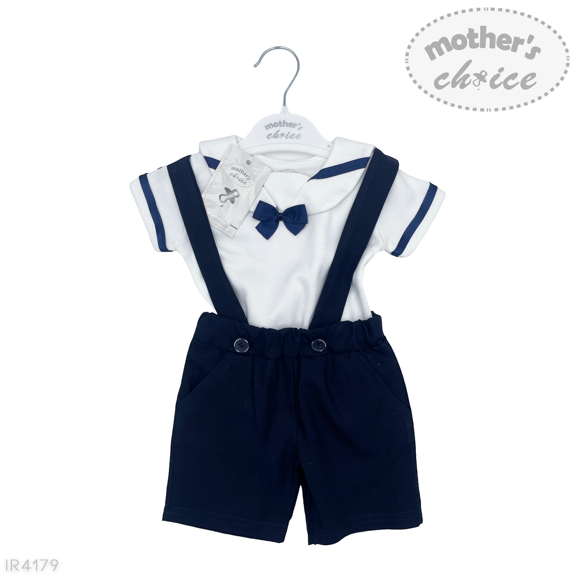 baby boys dungarees set navy sailor design