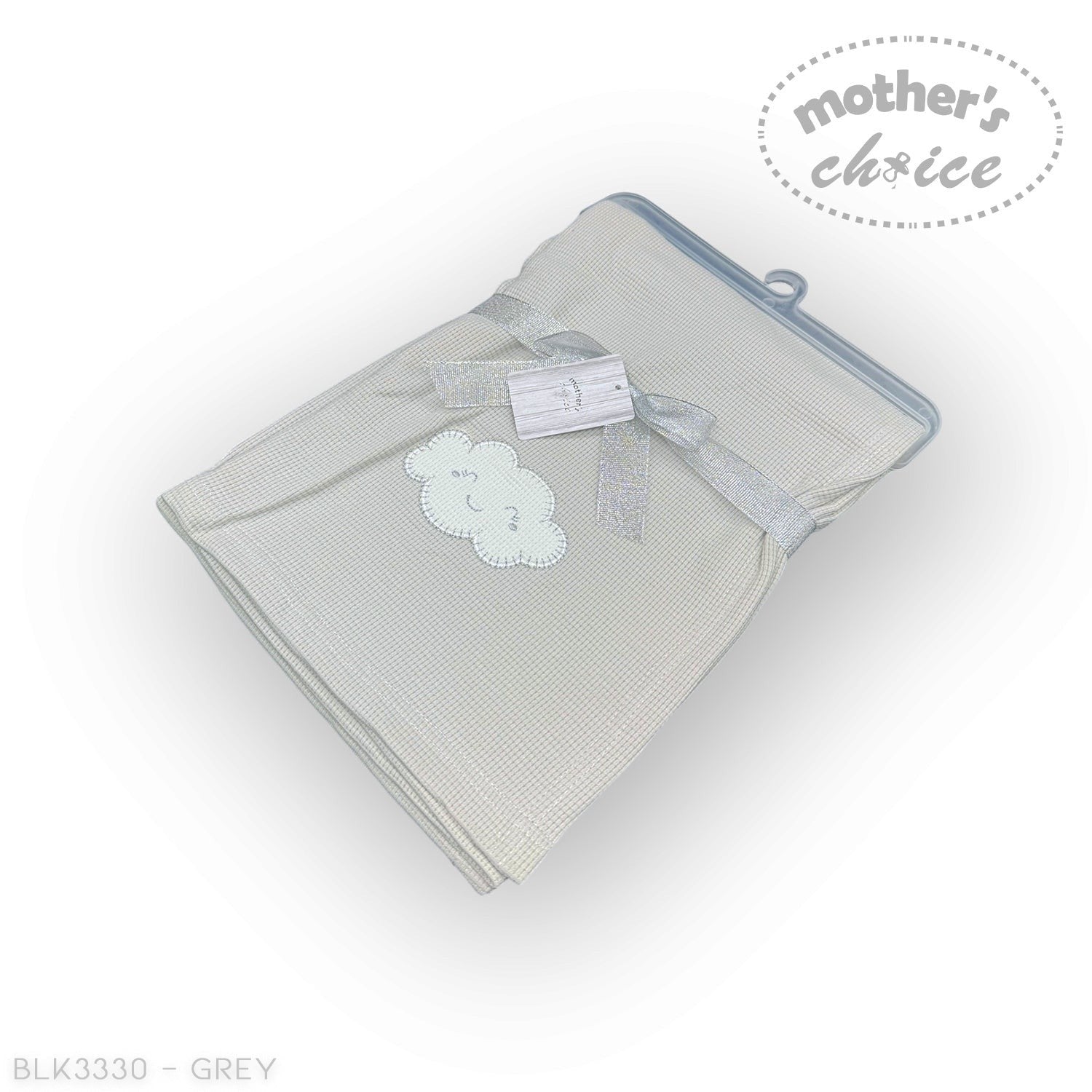 Mothers Choice  Cotton Waffle Blanket Grey Cloud Embroid