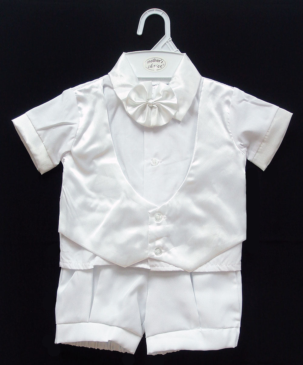 Mothers Choice Boys White Cristening Suit Shortsleeve