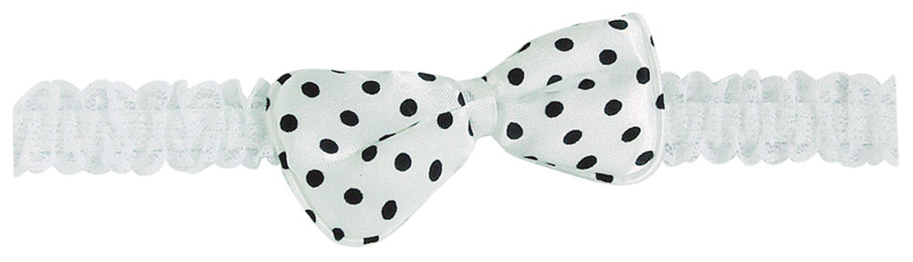 Mothers Choice Infant Girls Lace Headband White With Polka Dot Bow