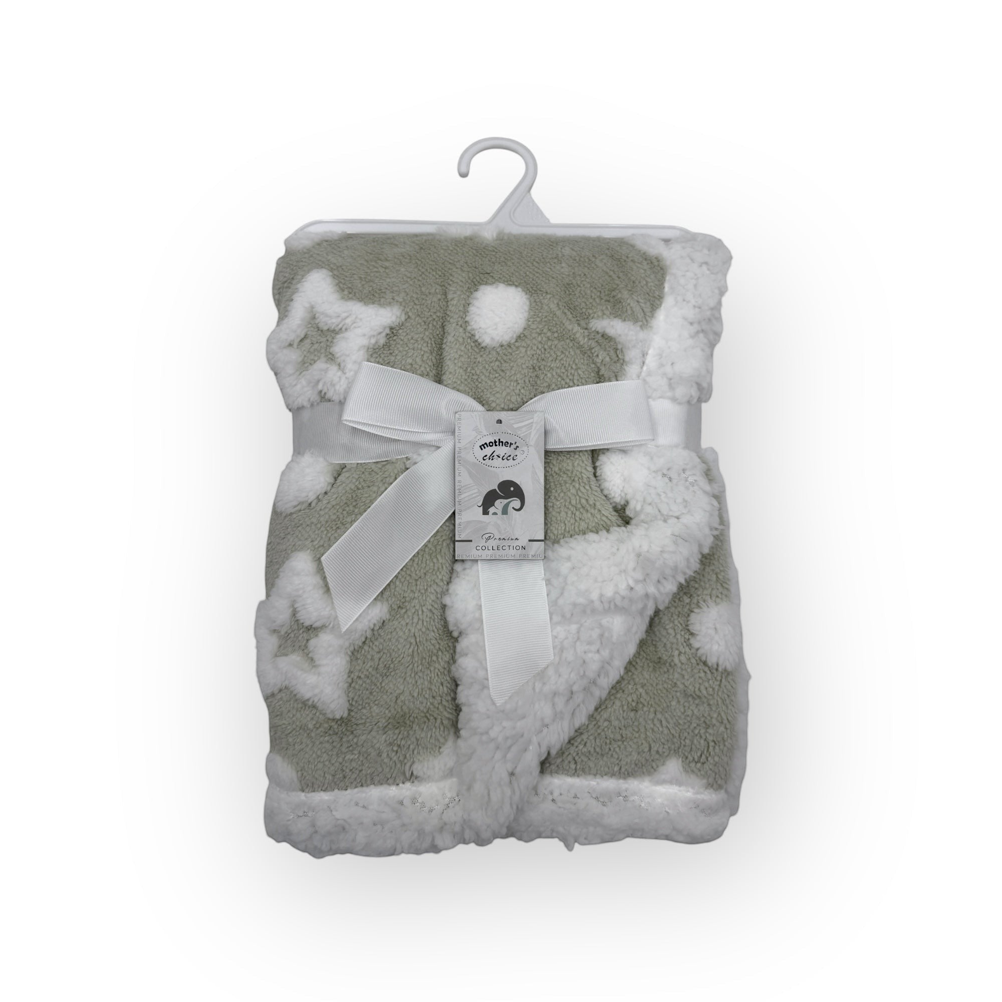 Mothers Choice  Sherpa Fleece Stars Blanket Grey