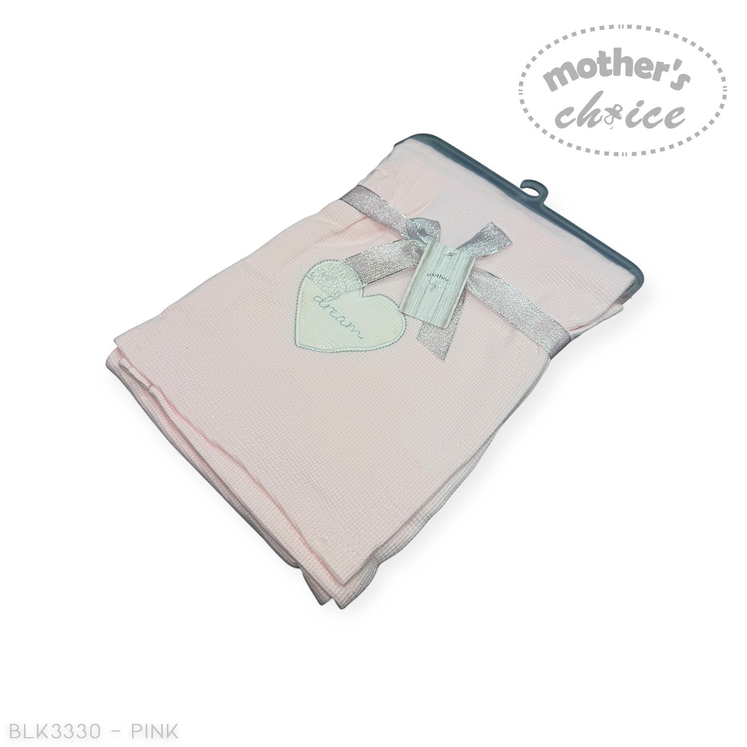 Mothers Choice  Cotton Waffle Blanket Pink Heart Embroid