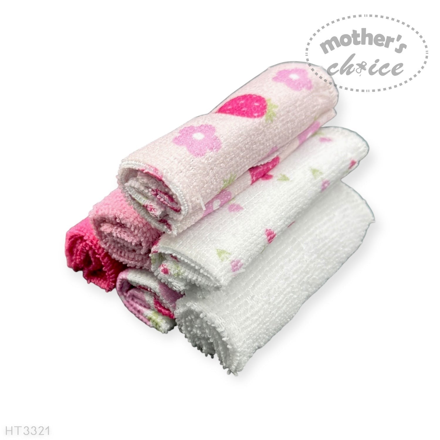 Mothers Choice  6 Pack Washcloth Set Pink Flowers