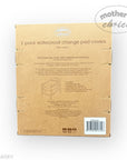 Cardboard box packaging for 2-pack waterproof change pad covers with 'Mother's Choice' branding.