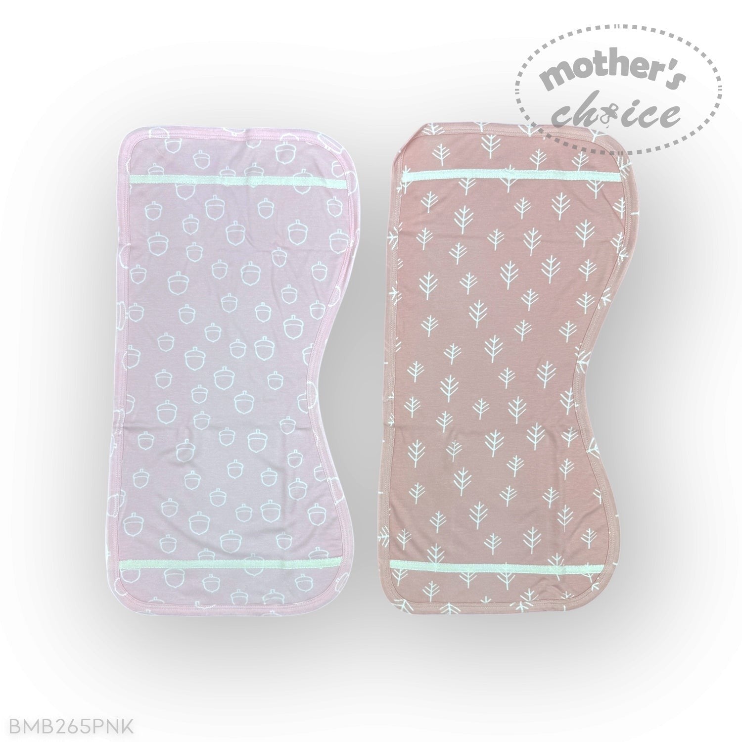 Two baby diaper bags with patterns on a white background, labeled 'Mother's Choice'.