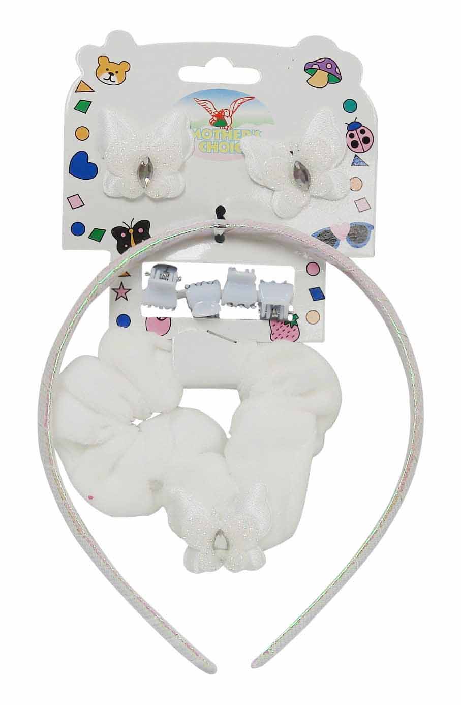 Mothers Choice Infant Girls Hair Accessories Set White Butterfly With Diamante