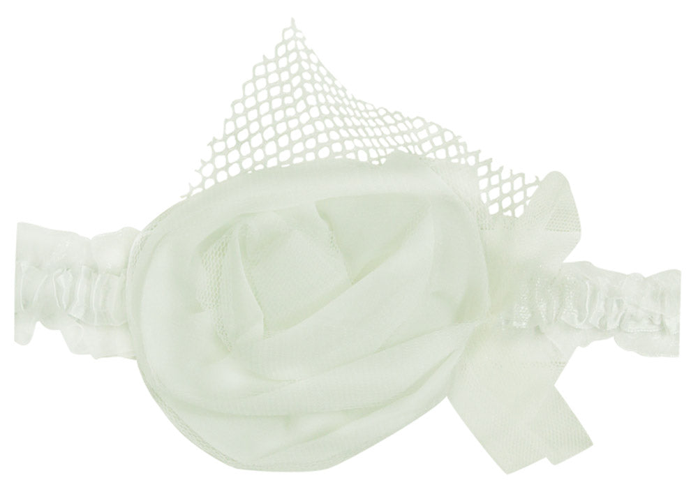 Mothers Choice Infant Girls Satin Headband White Rose
