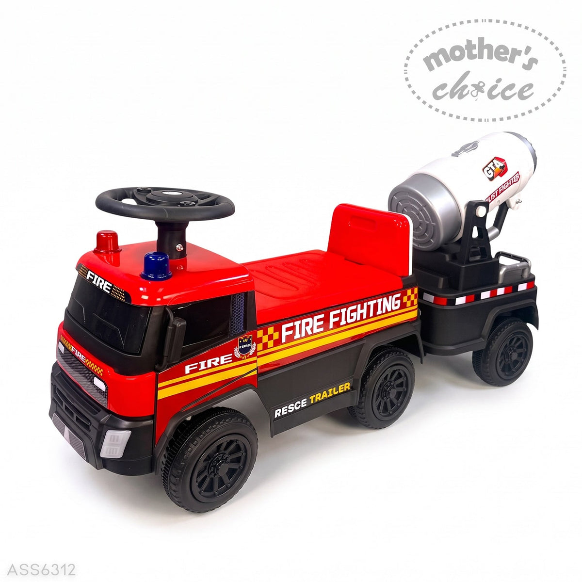 RIDE-ON CAR FIRE FIGHTER WITH TRAILER