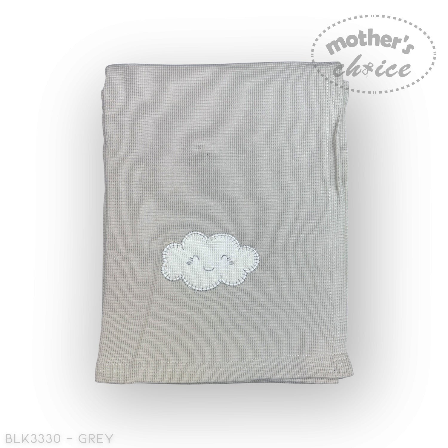 Mothers Choice  Cotton Waffle Blanket Grey Cloud Embroid