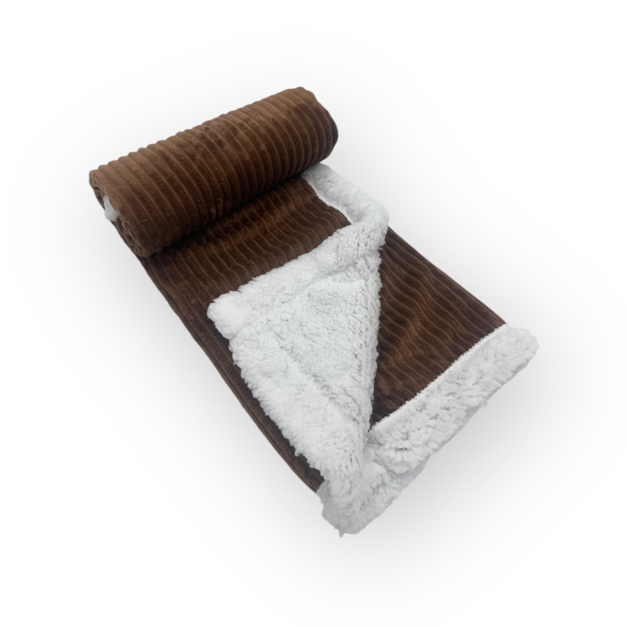 Mothers Choice  Sherpa Fleece Stripe Blanket Brown