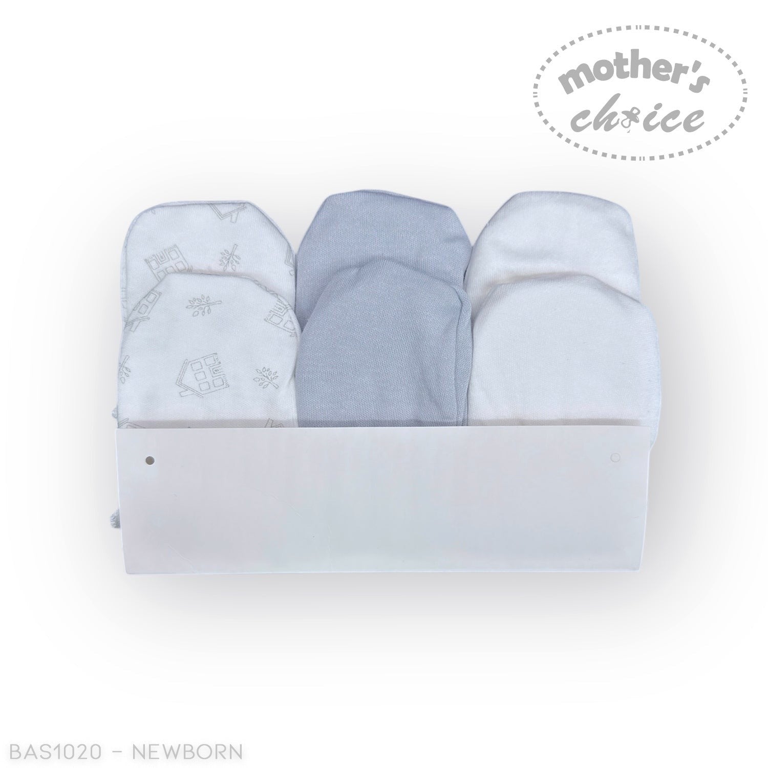 Set of baby blankets with patterns in a white box, branded 'Mother's Choice'.