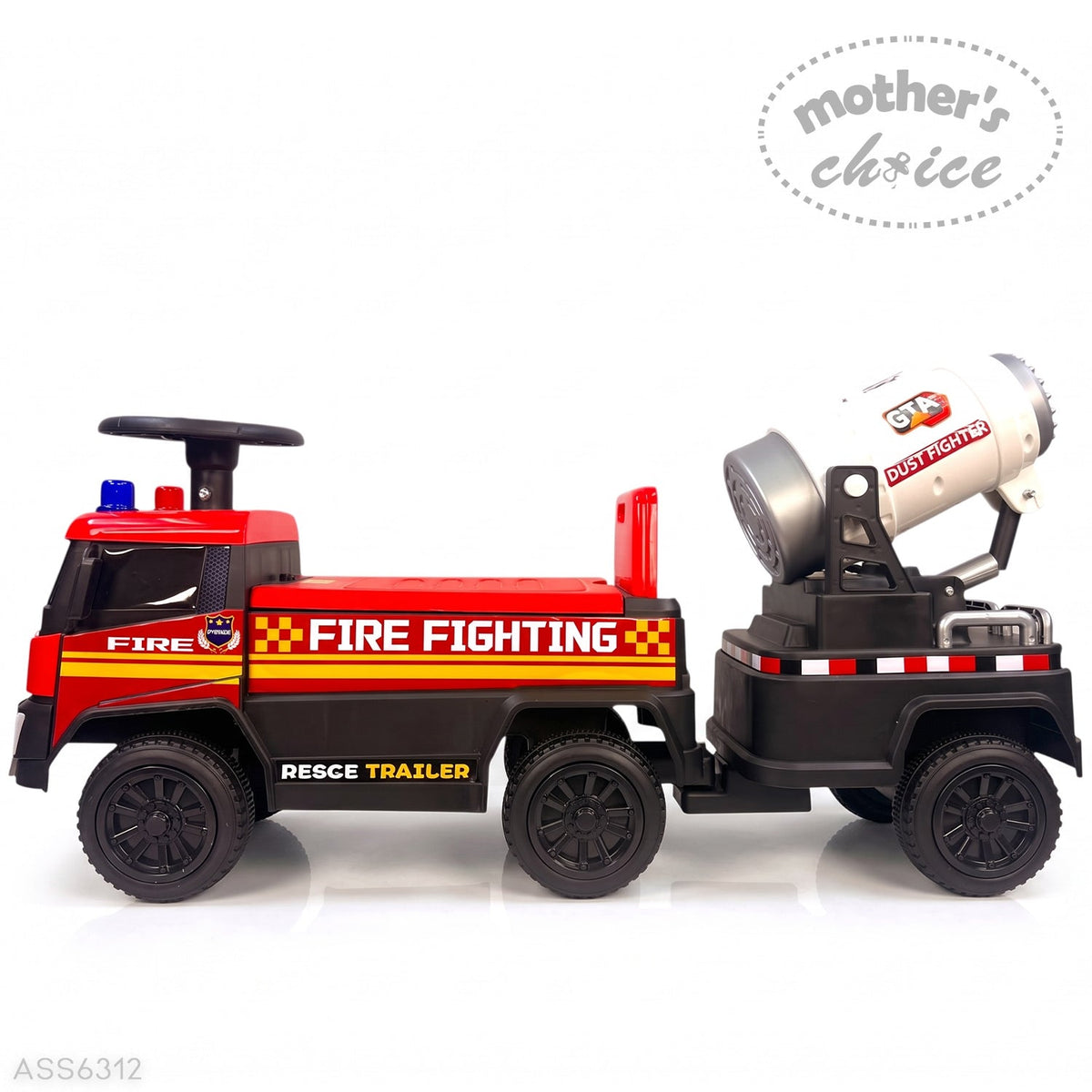 RIDE-ON CAR FIRE FIGHTER WITH TRAILER