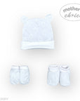 Baby outfit set with hat, shorts, and shoes on a white background, branded 'Mother's Choice'.