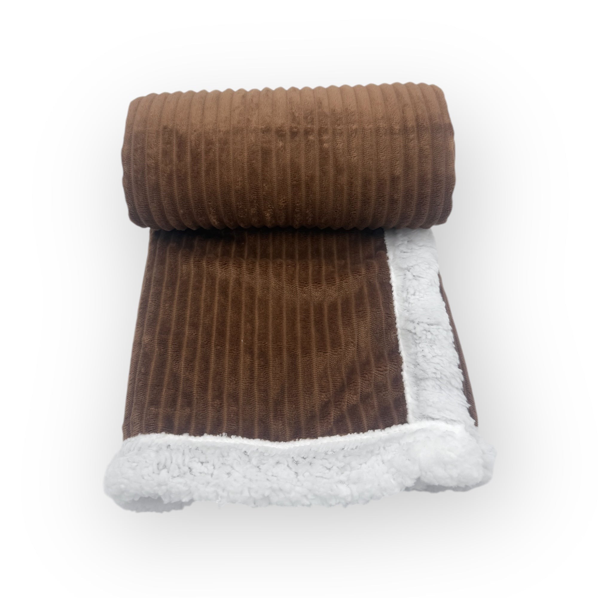 Mothers Choice  Sherpa Fleece Stripe Blanket Brown