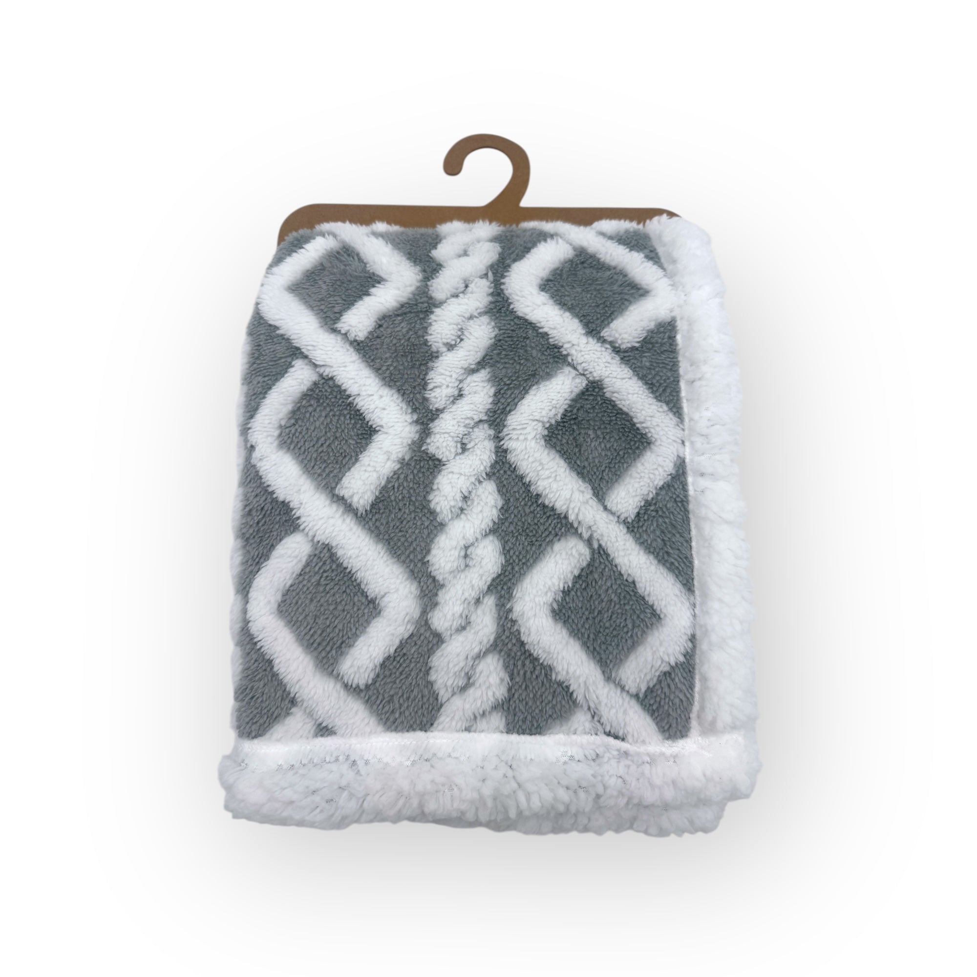 Mothers Choice  Sherpa Fleece Blanket Grey White Net Design