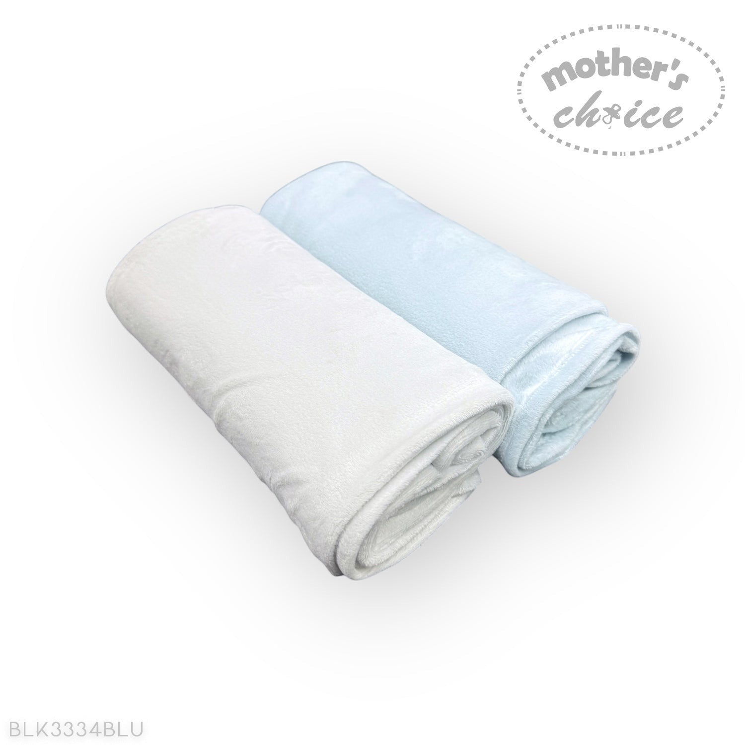 Roll of light blue fabric with 'Mother's Choice' branding on a white background