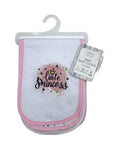 Baby burp cloths with 'Little Princess' design on a white background