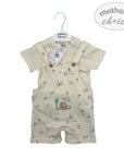 Mothers Choice Inf Boys 2Piece  Natural Safari Dungaree Set