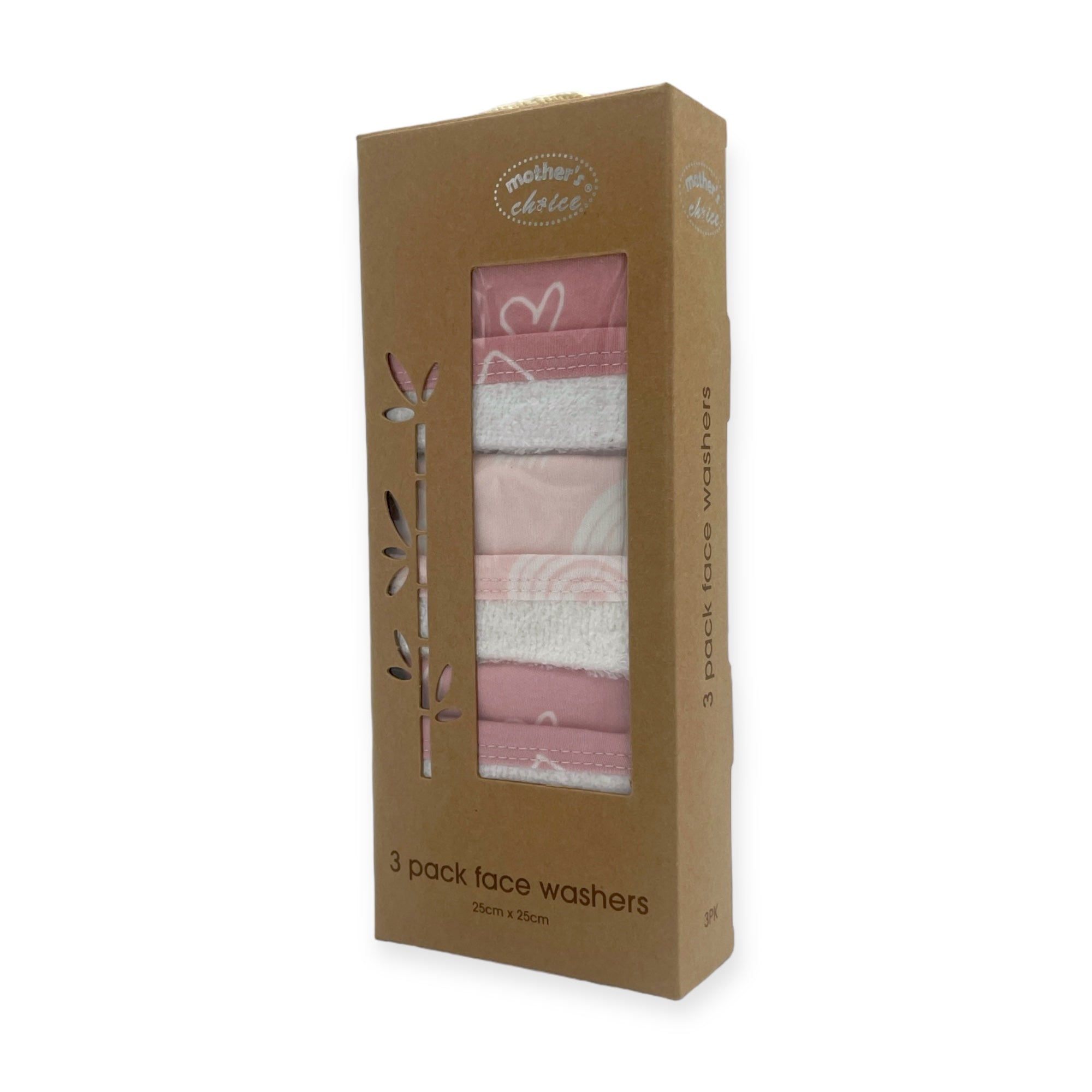 Mothers Choice  Bamboo 3 Pack Facecloths Pink