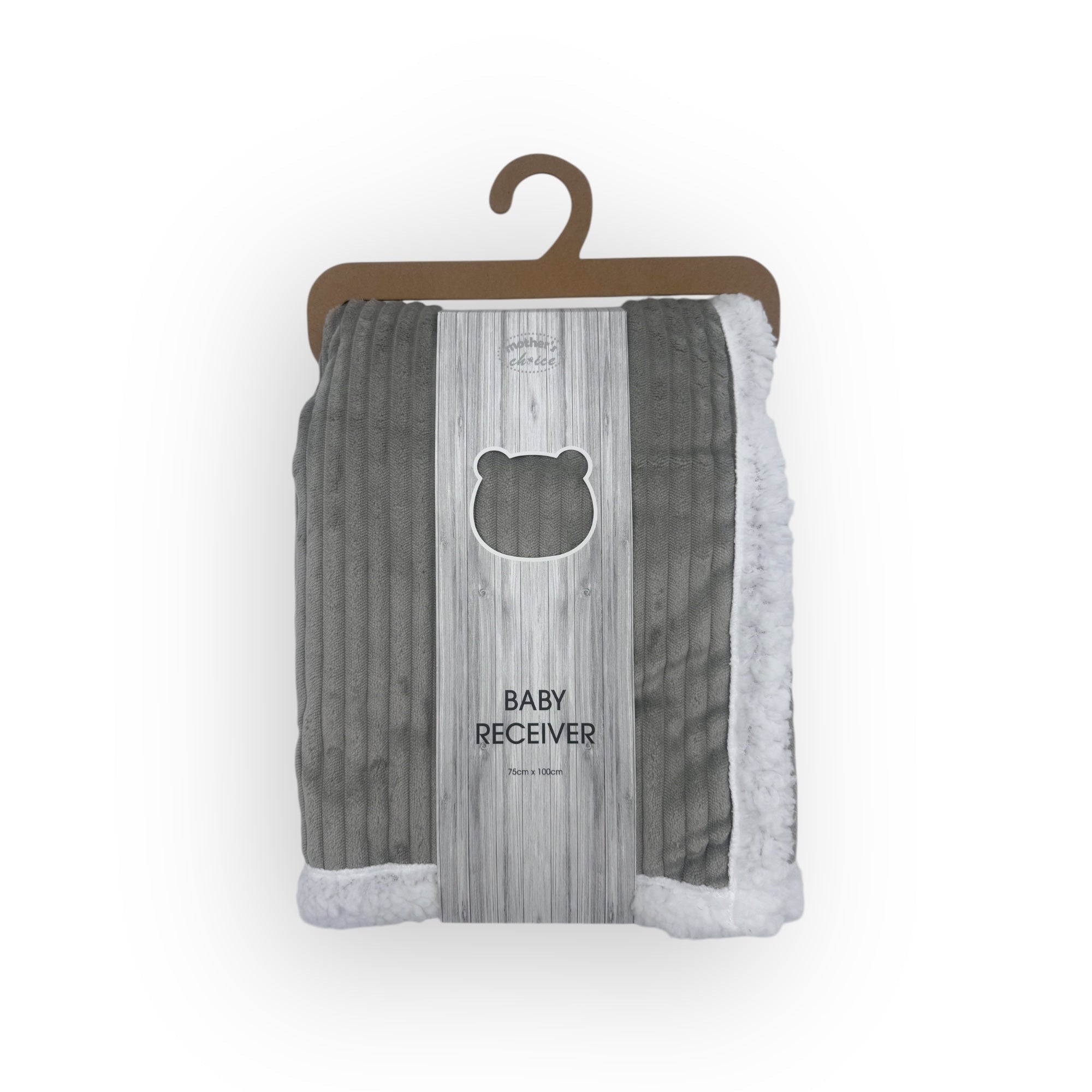 Mothers Choice  Sherpa Fleece Stripe Blanket Grey