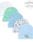 Mothers Choice 100% Cotton 5 Pack Beanie Hat Set `Hello Cute`