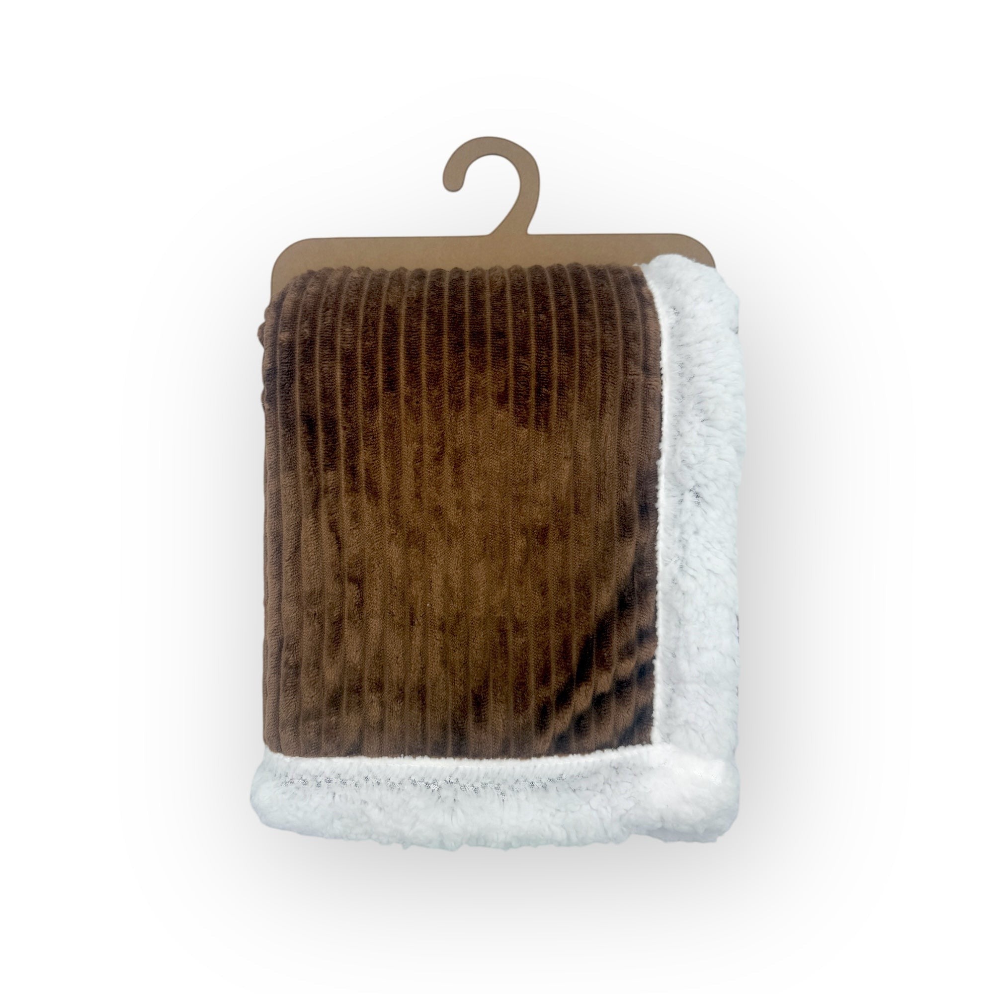 Mothers Choice  Sherpa Fleece Stripe Blanket Brown