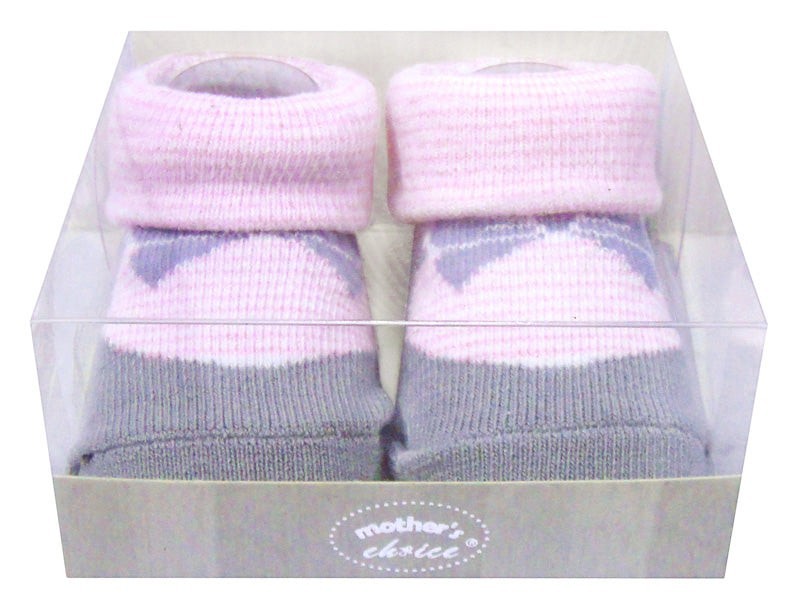 Mothers Choice Inf Girls Box Socks 'Grey/Pink Design'