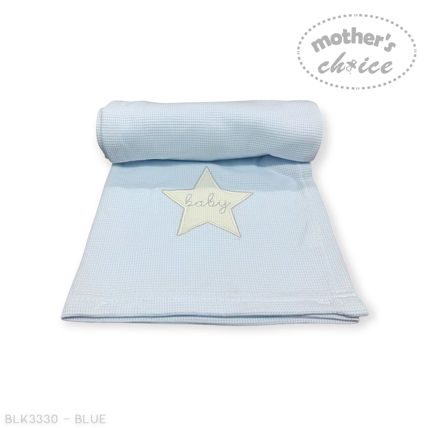 Mothers Choice  Cotton Waffle Blanket Blue Star Embroid