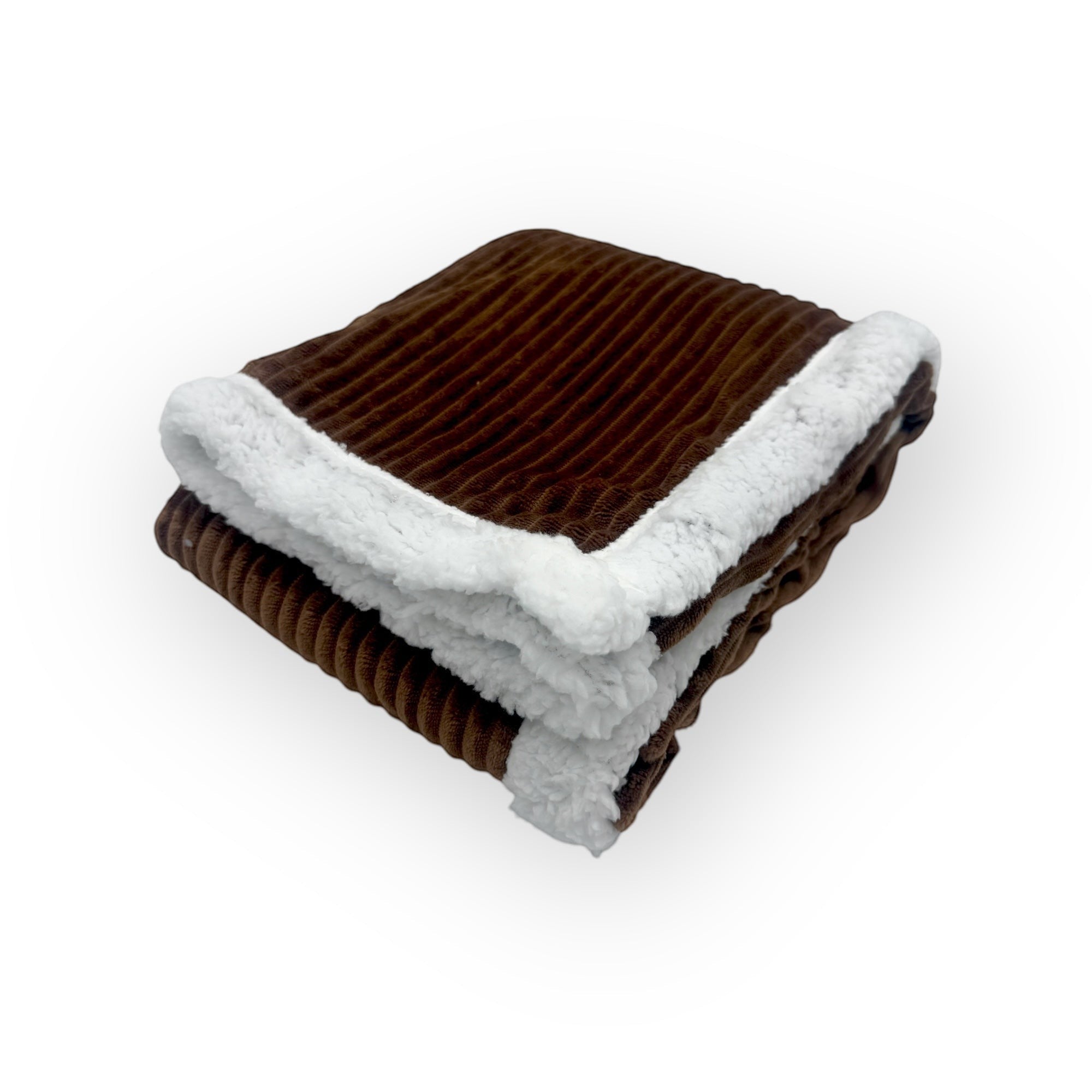 Mothers Choice  Sherpa Fleece Stripe Blanket Brown