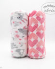 M/C 2 PACK FLEECE BLANKET BUNNIES