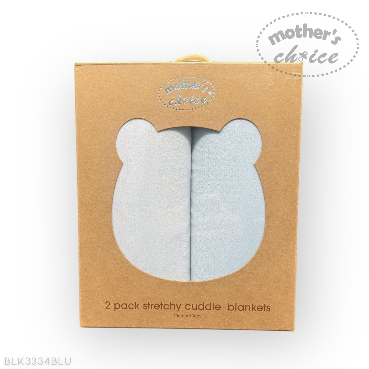 Two stretchy cuddle blankets in a 'Mother's Choice' packaging on a white background