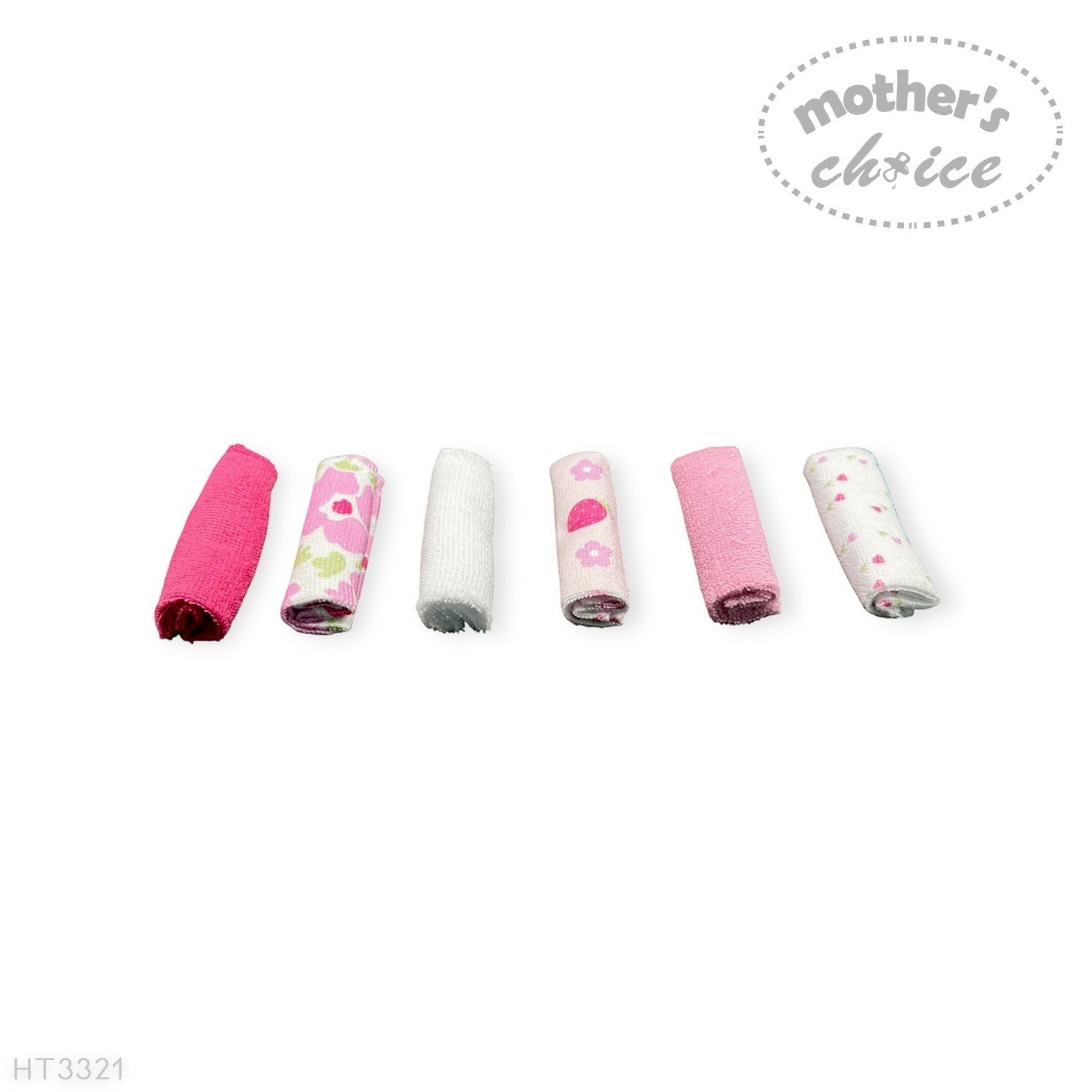 Mothers Choice  6 Pack Washcloth Set Pink Flowers