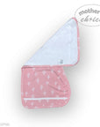 Baby blanket with pink and white tree pattern on a white background, featuring 'mother's choice' branding.