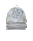 Baby cap with nature-themed design on a white background