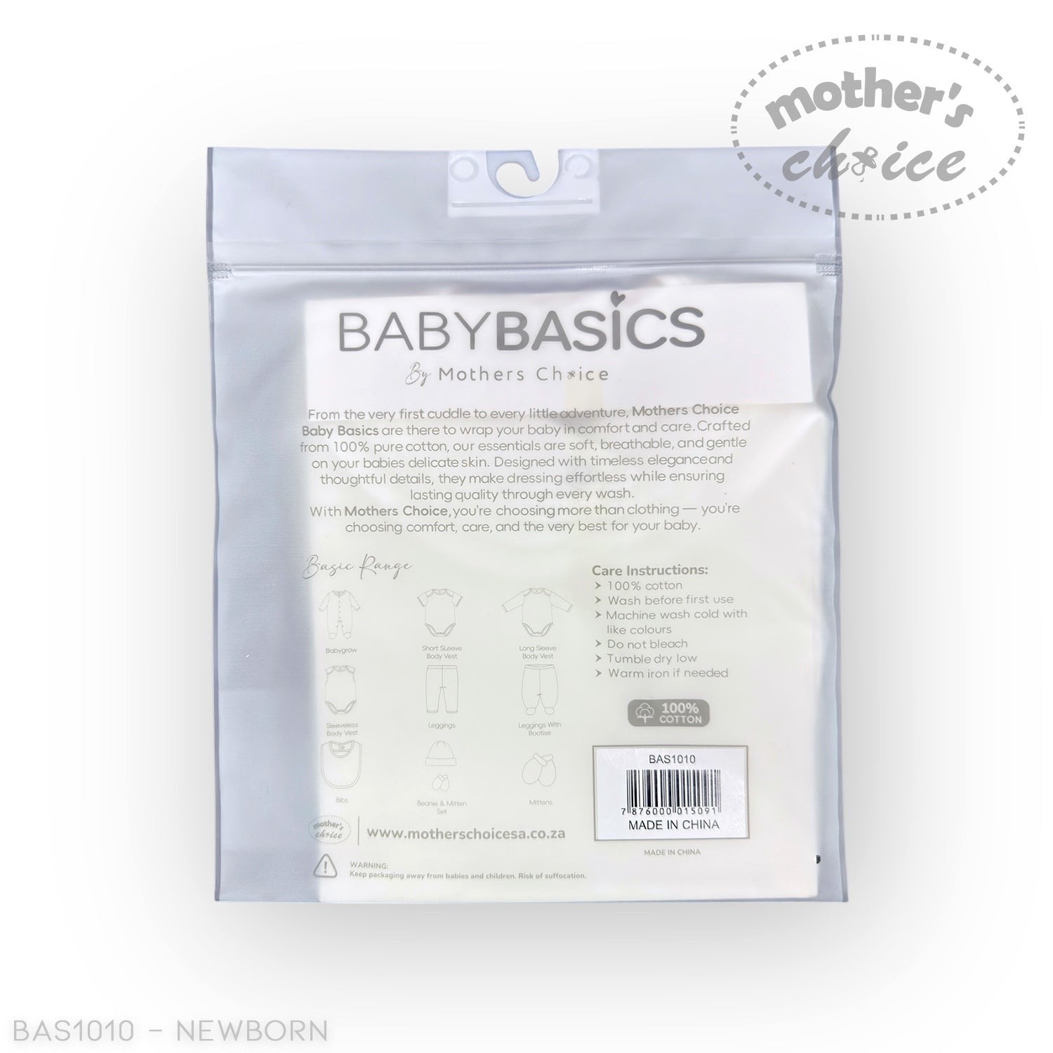 Baby Basics by Mother's Choice packaging on a white background